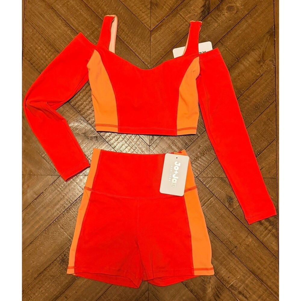 Jo+Jax NWT Off-Duty Crop Top & Repeat Shorts Set - Cayenne/Orange/Red - Adult XS
